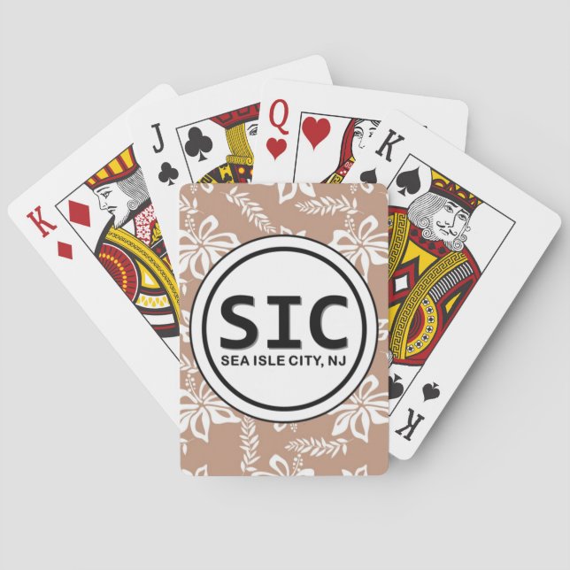 Cartas de juego de SIC Sea Isle City NJ Brown (Reverso)