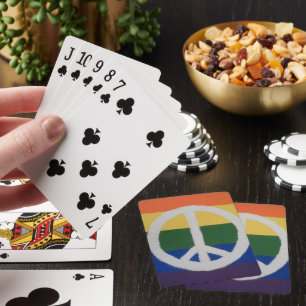 Cartas de juego de signo de paz con arco iris