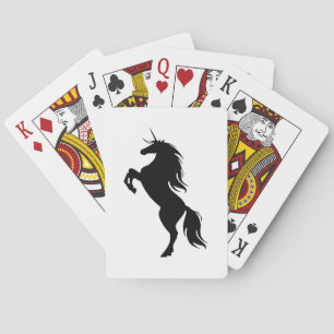 Cartas de juego de silueta de Unicornio negro