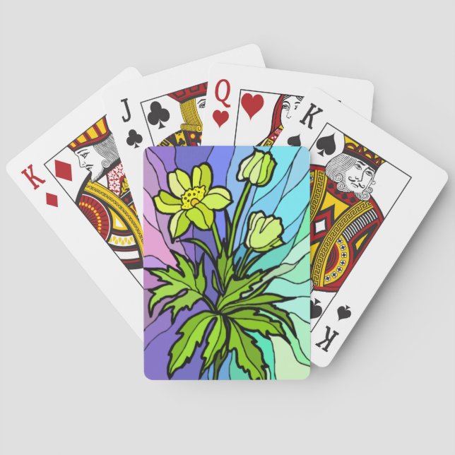 Cartas de juego de Stain Glass Daisy (Reverso)
