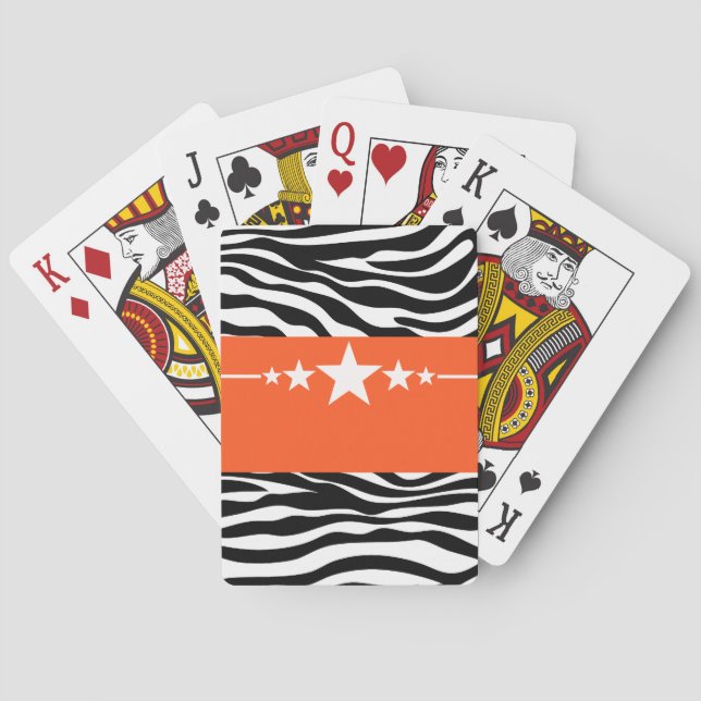 Cartas de juego de Star Zebra naranja (Reverso)