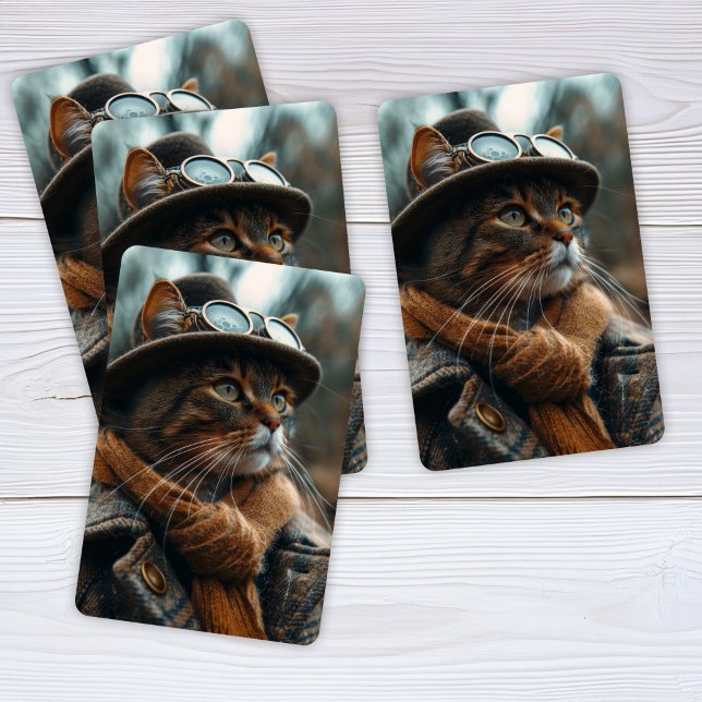 Cartas de juego de Steampunk Cat in Clothes (Subido por el creador)