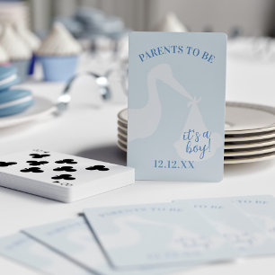 Cartas de juego de Stork Delivery Blue Boy Baby Sh