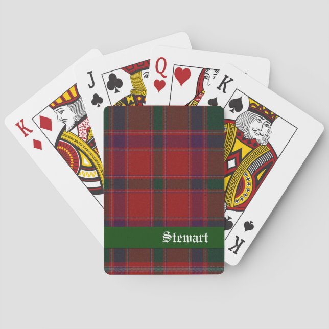 Cartas de juego de Tartán Tartán rojo y verde (Reverso)