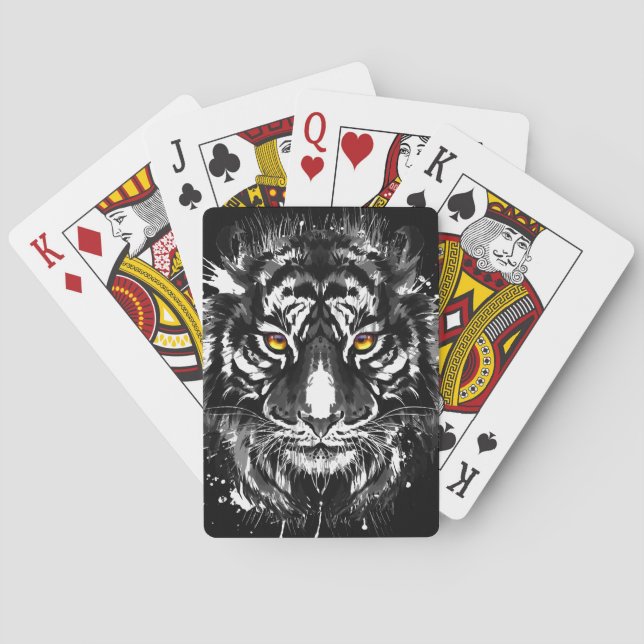 Cartas de juego de tigres | Tigre blanco y negro (Reverso)