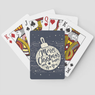 Cartas de juego de tipografía de bolas de Navidad