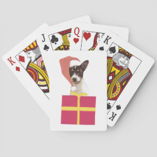 Cartas de juego de Toy Fox Terrier Santa Hat