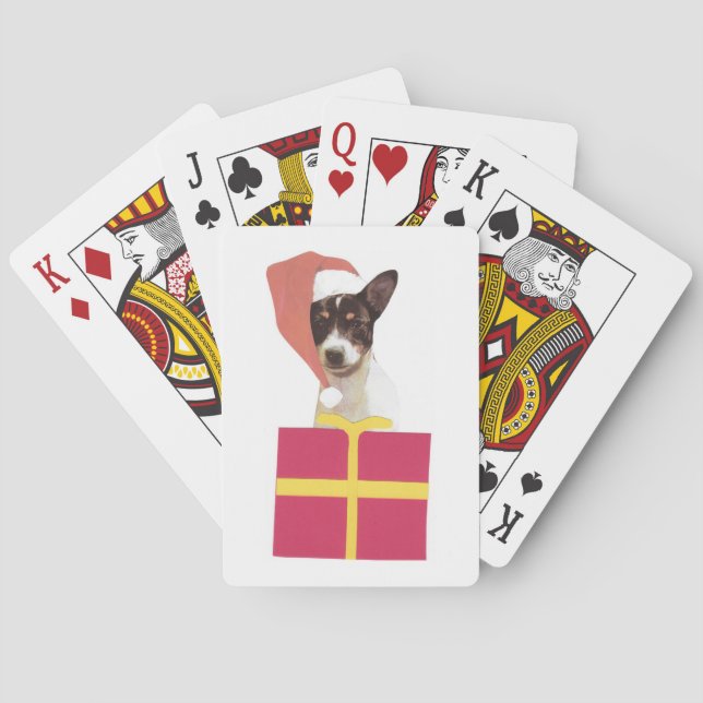 Cartas de juego de Toy Fox Terrier Santa Hat (Reverso)
