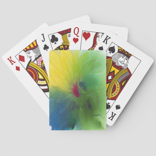 Cartas de juego de triflores amarillas (Reverso)