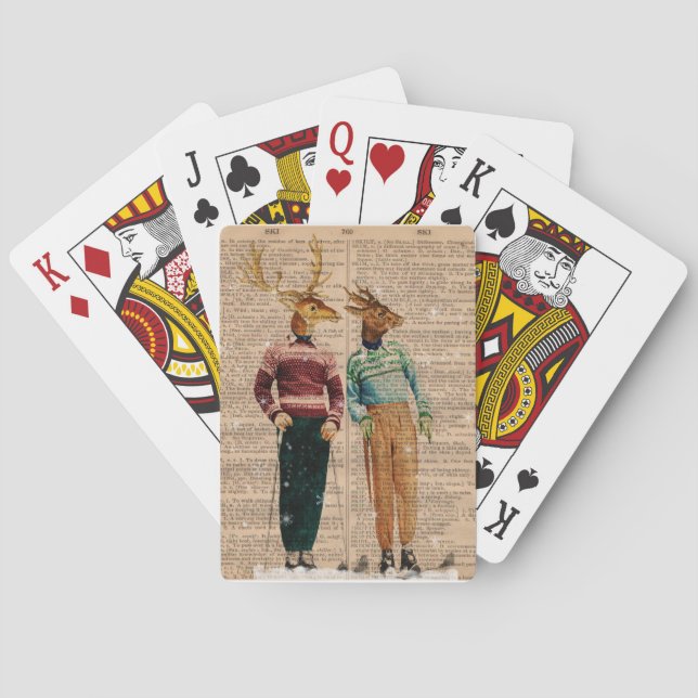 Cartas de juego de venado de esquí de nieve (Reverso)