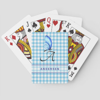 Cartas de juego de verificación azul y mariposa az