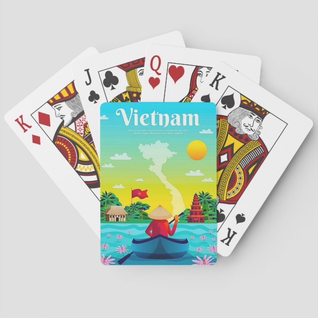 Cartas de juego de Viajes de Vietnam antiguas (Reverso)
