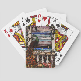 Cartas de juego de vidrio emplomado de pavo real