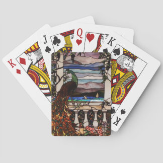 Cartas de juego de vidrio emplomado de pavo real