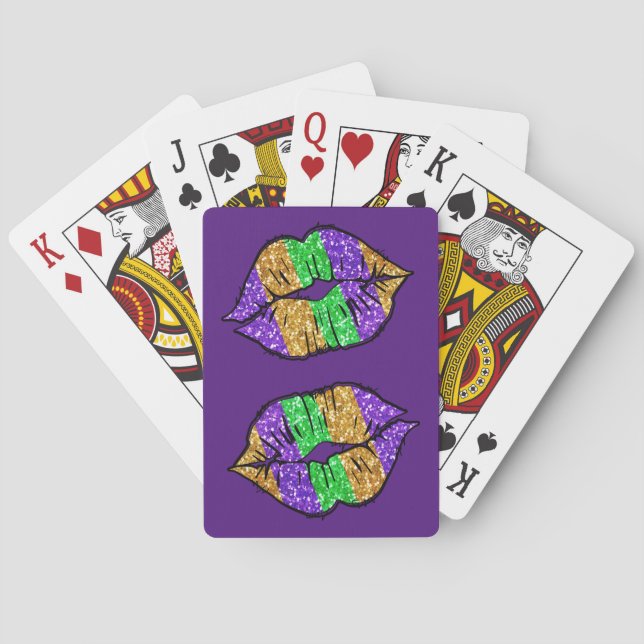 Cartas de juego del beso de Mardi Gras (Reverso)