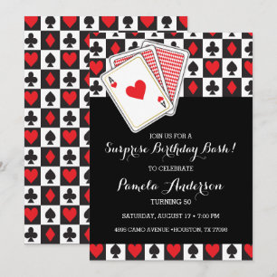 Cartas de juego del Casino Invitación al cumpleaño
