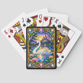 Cartas de juego del cisne de vidrio emplomado