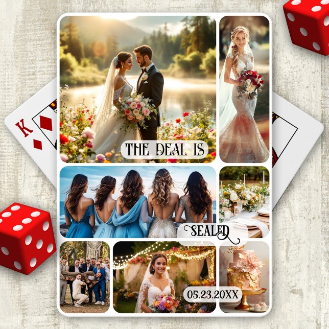 Cartas de juego del Collage de fotos boda Keepsake (Playing cards featuring a custom wedding photo collage. A beautiful keepsake and wedding favor.)