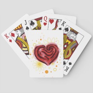 Cartas de juego del corazón rojo