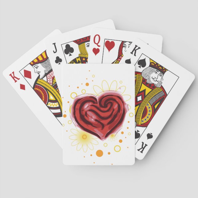 Cartas de juego del corazón rojo (Reverso)