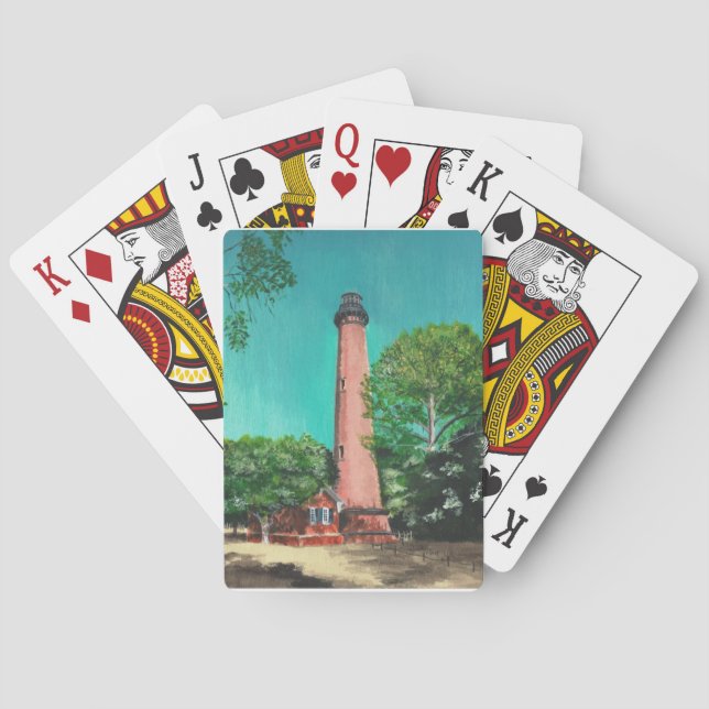 Cartas de juego del faro de playa Currituck (Reverso)