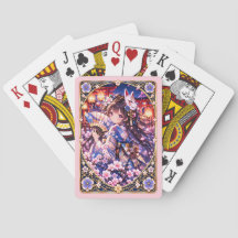 Cartas de juego del Festival Kitsune bajo la luz d