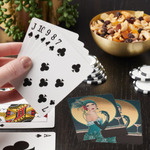 Cartas de juego del flapper Chica Art Deco de 1920