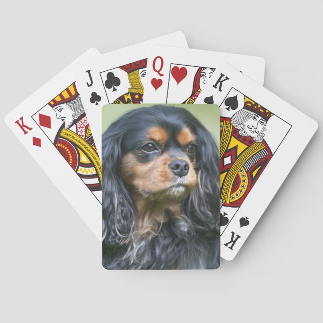 Cartas de juego del King Charles Spaniel negro y f (Reverso)