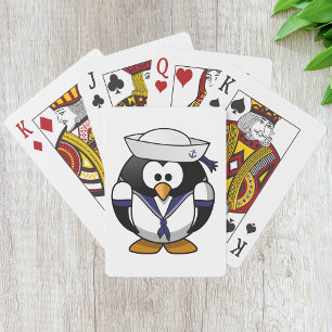 Cartas de juego del marinero pingüino
