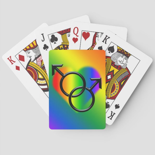 Cartas de juego del orgullo gay con amor arcoiris (Reverso)