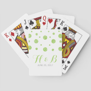 Cartas de juego del Purpurina verde Confetti Boda