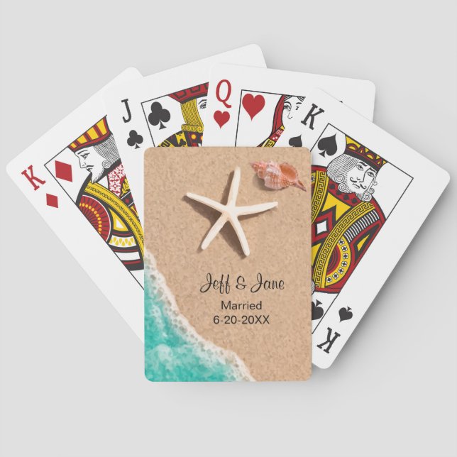 Cartas de juego del tema de la boda de playa (Reverso)