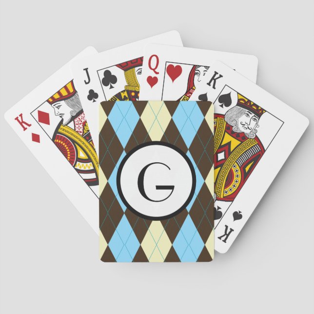 Cartas de juego en bicicleta de Monograma de Argyl (Reverso)