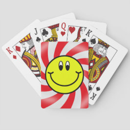 Cartas de juego en espiral roja de la Emoji facial