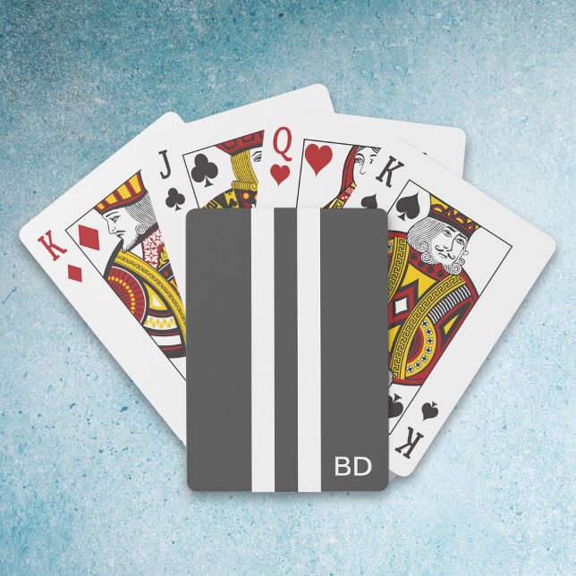 Cartas de juego en monogramo gris para hombres (Subido por el creador)