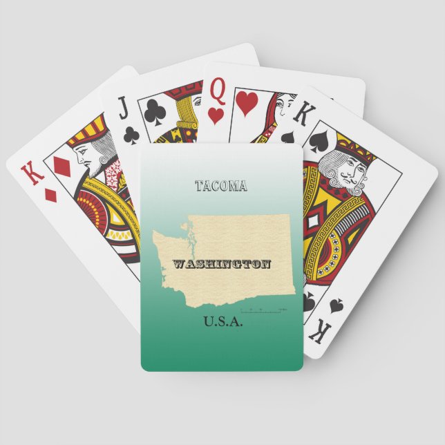 Cartas de juego - Estado de Washington con nombre  (Reverso)