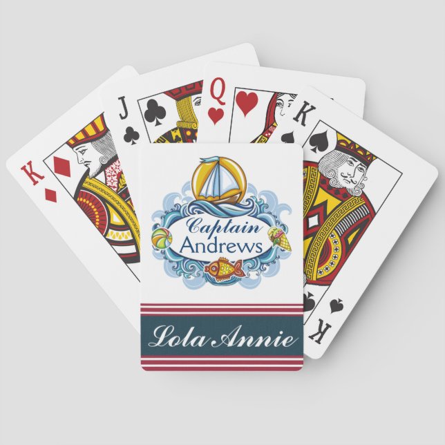 Cartas de juego familiares/náuticas del capitán -  (Reverso)