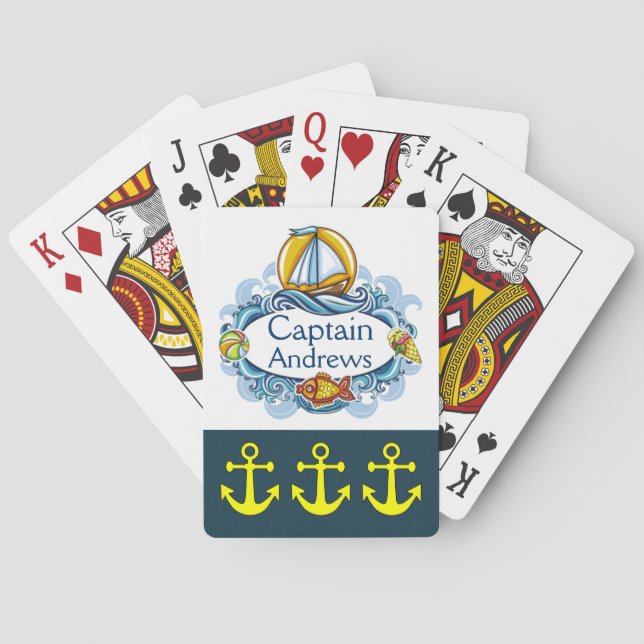Cartas de juego familiares/náuticas del capitán -  (Reverso)