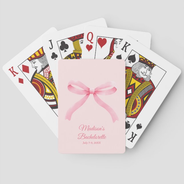 Cartas de juego favoritas a la soltera rosada Bow  (Reverso)