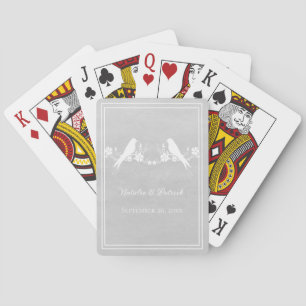 Cartas de juego Floral Bodas Lovebird Gris
