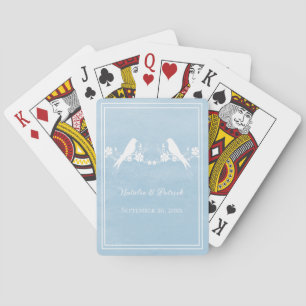 Cartas de juego Floral Bodas Pájaro del Amor Azul