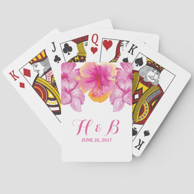 Cartas de juego floral de Hibiscus Brushed (Reverso)