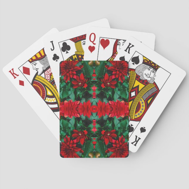 Cartas de juego Floral Rojo Kaleidoscopio (Reverso)