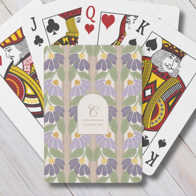 Cartas de juego florales monogramadas (Monogrammed Floral Playing Cards for Gifting or Family Game Night)