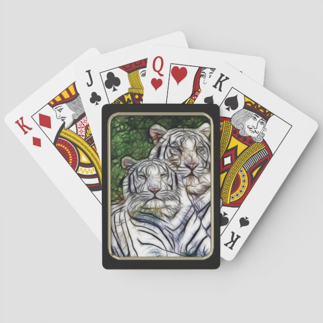 Cartas de juego fractales de los tigres blancos (Reverso)