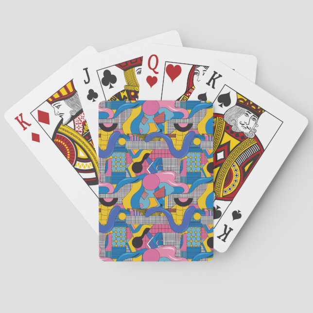 Cartas de juego geométricas abstractas neo-pop ret (Reverso)