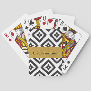 Cartas de juego geométricas en negro y blanco con 