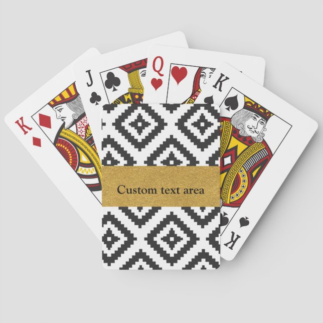 Cartas de juego geométricas en negro y blanco con  (Reverso)