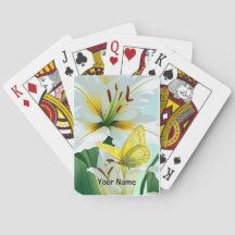 Cartas de juego Lilly blanca, mariposa amarilla