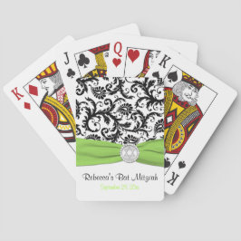 Cartas de juego Lime White Black Damask Bat Mitzva